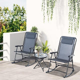 Outsunny 3 Piece Outdoor Rocking Bistro Set, Patio Folding Chair Table Set with Glass Coffee Table for Yard, Patio, Deck - Photo 2