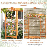 6.25ft Garden Arbor with Bench, Wooden Arch w/Side Trellis for Climbing Plants & Vines, 2-Person Outdoor Seating - Photo 4