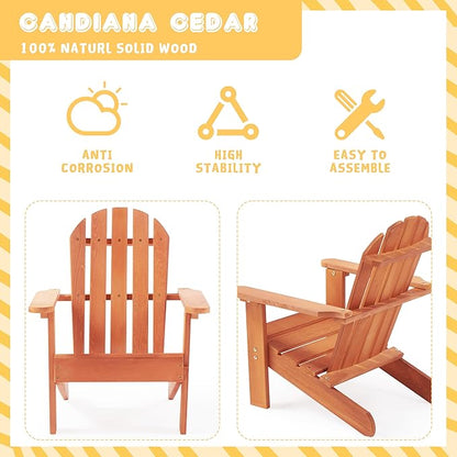 SoliWood Kids Outdoor Wooden Adirondack Chair for Patio Garden Backyard Porch Pool