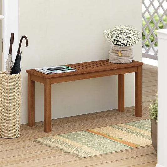 Furinno TIOMAN Outdoor Bench, Backless Garden Bench, for Patio, Deck, Garden, 12 x 39 x 19, Light Wood