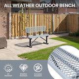 4 Feet Steel Park Bench for Outside, Outdoor Bench with Backrest & Portable Frame, Commercial Benches for Shopping Malls - Photo 6