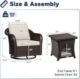 Outdoor Wicker 360 Degree Swivel Glider Rocker Chairs Set of 2 with Cat House Side Table - Photo 2