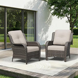 Patio Chairs Set of 2, Outdoor Wicker Patio Furniture Set with Thickened Olefin Cushions, High Back and Deep Seating - Photo 1