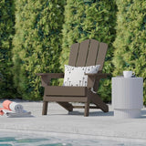 Flash Furniture Newport Adirondack Chair with Cup Holder, Weather Resistant Poly Resin Adirondack Chair, Brown - Photo 6