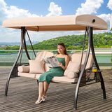 3 in 1 Outdoor Porch Swing with Adjustable Canopy, 3 Seat Outdoor Swing for Adults - Photo 1