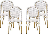 Christopher Knight Home Philomena Outdoor French Bistro Chair (Set of 4), Gray + White + Bamboo Print Finish - Photo 1