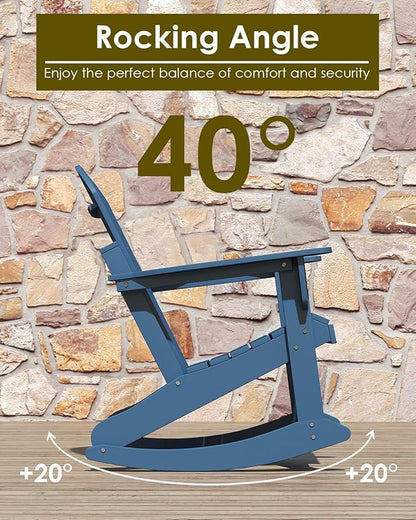 GREENVINES Adirondack-Rocking-Chairs | Set of 4 | HDPE Plastic | Porch Rocker Chair | for Outdoor Patio Deck | Weatherproof | Blue