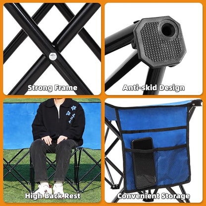 G GOOD GAIN Portable Soccer Bench - Team Bench Soccer 6 Seats with Bag, Sideline Folding Bench, Folded Chair Seating 6 for Football Camp Outdoor Sport Events, Team Chairs for Adults, Blue