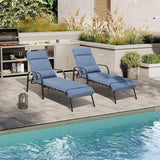 Crestlive Products Chaise Lounge Chair Outdoor Set of 2 with Cushion & Pillow, Adjustable 5 Position Pool Recliner - Photo 2