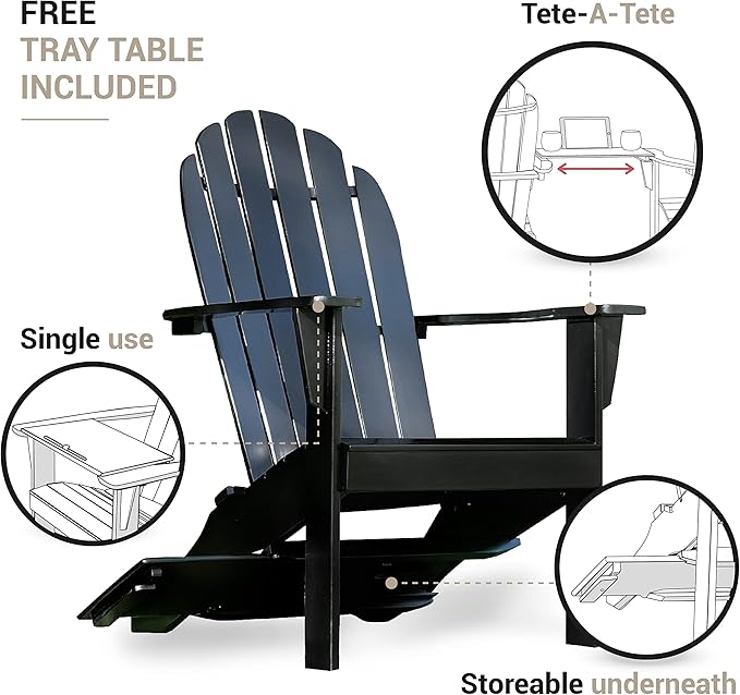 Cambridge Casual Solid Wood Bentley Adirondack Chair with Tray Table, Turquoise
