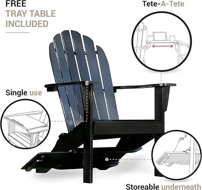 Cambridge Casual Solid Wood Bentley Adirondack Chair with Tray Table, Turquoise