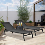 COSTWAY 2 PCS Patio Lounge Chair Chaise Recliner Back Adjustable Garden Black - Photo 2