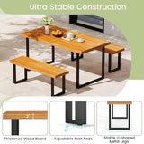 RELAX4LIFE Outdoor Bench Acacia Wood - 48’’ Garden Patio Dining Bench w/Slatted Seat, Metal Legs - Photo 5