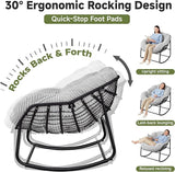 Indoor Rocking Chair, Oversized Outdoor Lounge Chair with Thick Corduroy Cushion & Straps - Photo 3