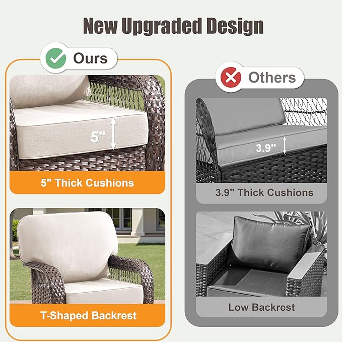 9 Pieces Patio Furniture Set Swivel Chairs - Photo 5