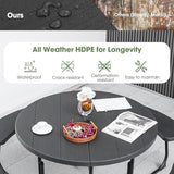 Round Picnic Table for Outdoors, 8 Person Outdoor Picnic Tables & Benches Set with Umbrella Hole - Photo 5
