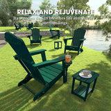 Folding Adirondack Chair, HDPE All-Weather Outdoor Chair with Cup Holder, Wooden Textured, Fire Pit Chair - Photo 7