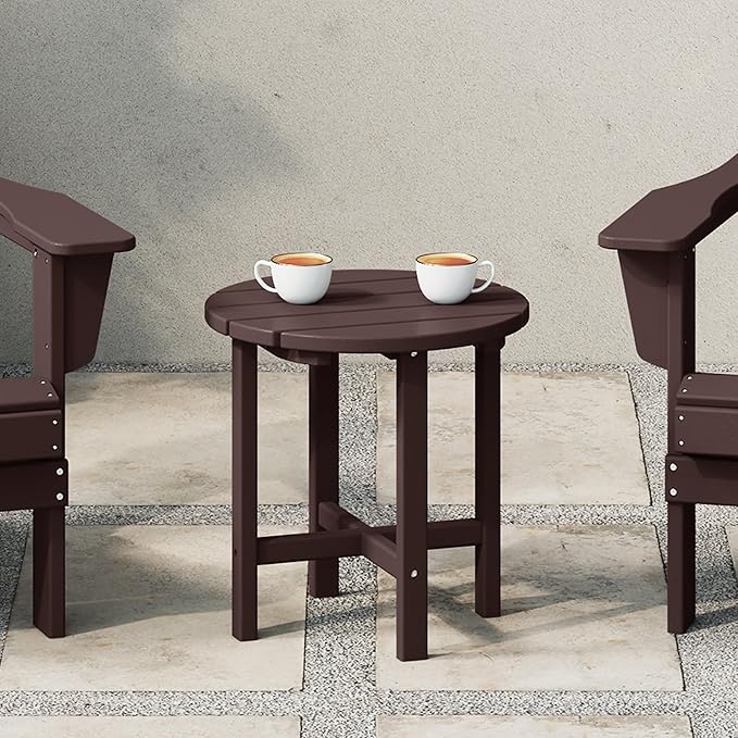 WestinTrends Dylan Adirondack Round Outdoor Side Table, Dark Brown