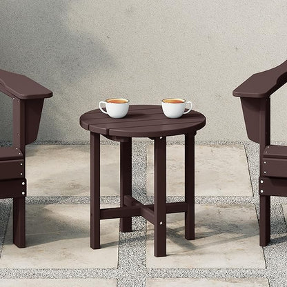 WestinTrends Dylan Adirondack Round Outdoor Side Table, Dark Brown