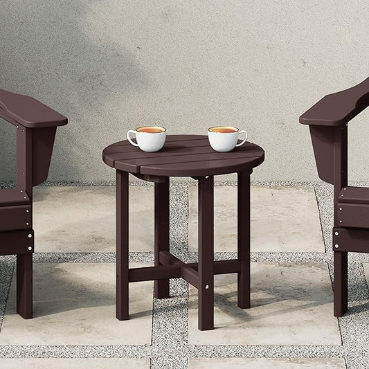 WestinTrends Dylan Adirondack Round Outdoor Side Table, Dark Brown