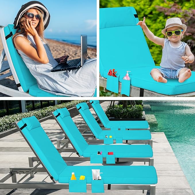 Tondiamo 2 Set Outdoor Chaise Lounge Cushions with Pillows and Storage - Photo 6