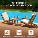 IDZO Natural 3-Piece Patio Bistro Sets with Foldable 400lbs Weight Chairs, a 220lbs Shelf Table - Photo 3