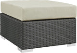 Modway EEI-1855-CHC-BEI Sojourn Wicker Rattan Outdoor Patio Coffee Table, Ottoman, Canvas Antique Beige - Photo 4