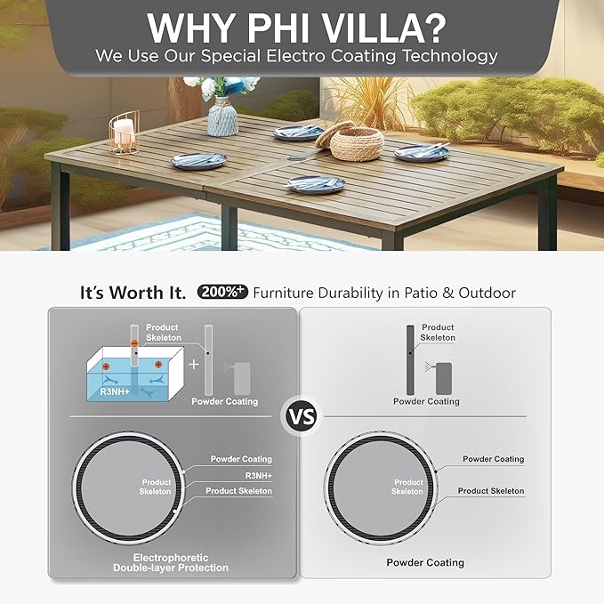 PHI VILLA 64" Rectangle Outdoor Dining Table - Photo 7