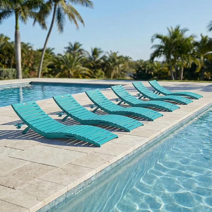 in-Pool Lounge Chairs Set of 2, Folding HDPE Pool Chairs Anti-Floating No Sandbags with Cup Holder & Handles - Photo 1