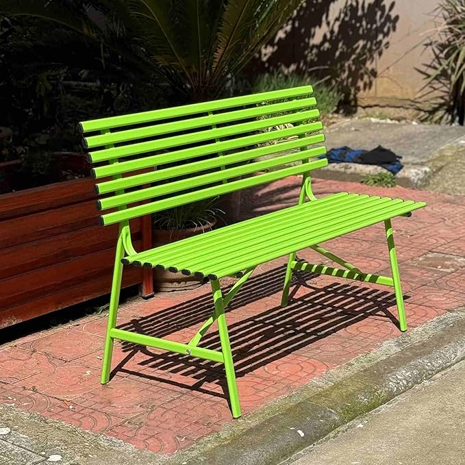 Metal Garden Bench, Patio Bench, Outdoor Benches, Porch Bench, Front Porch Bench, Outdoor Garden Bench, Sturdy and Weather-Resistant, for Porch, Lawn, Garden and Patio(Green)