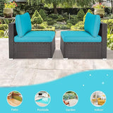 DORTALA 2 Piece Wicker Sectional Armless Chairs, Outdoor Rattan Sectional Sofa Set w/Cushions for Seat and Back - Photo 7