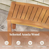 Tangkula Outdoor Curved Bench, Acacia Wood Fire Pit Bench w/Slatted Seat, Patio Backless 2-Person Seating for Porch - Photo 5