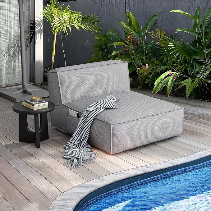 Dineli Outdoor Bean Bed Loveseat Large Bean Bag Chair for Adults Outdoor Sofa Couch Outside Chaise Lounge Chair Foam - Photo 6