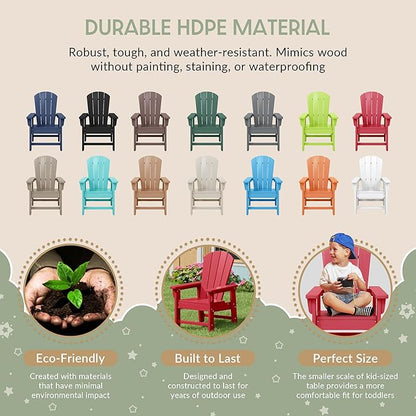 WestinTrends Malibu Kids Outdoor HDPE Adirondack Plastic Patio Chair, Red
