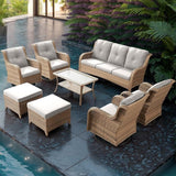 Patio Furniture Swivel Chairs Set - 8 Piece Wicker Rattan Outdoor Sectional Conversation Sets with 4 Swivel Rocking - Photo 8