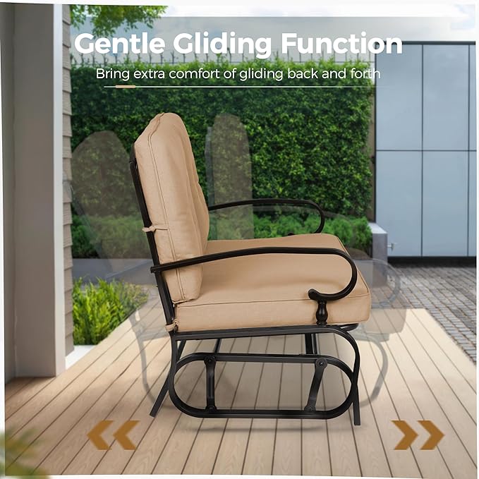 Crownland Outdoor Patio Glider Chair, Rocking Glider Bench for 2 Person, Porch Furniture Loveseat Seating - Photo 6