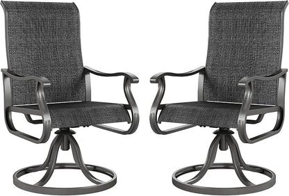 Amopatio Patio Swivel Chairs Set of 2, Outdoor Swivel Rocker Dining Chairs with All Weather Textilene High Back & Metal Frame, for Backyard Deck Lawn Garden, Dark Grey