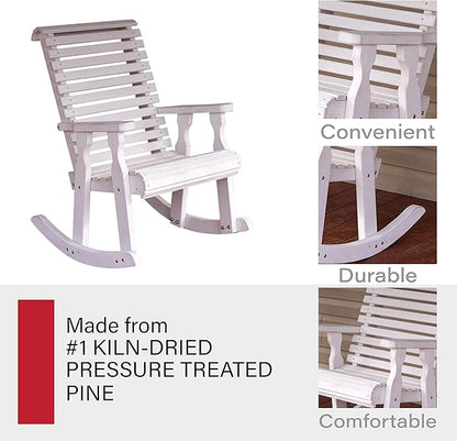 Amish Heavy Duty 600 Lb Roll Back Pressure Treated Rocking Chair (Semi-Solid White Stain)