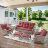 Belord 6 Pieces Patio Rocking Chairs Outdoor Furniture Set with Outdoor Couch and Ottoman Conversation Patio Furniture - Photo 2