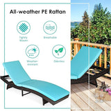 Tangkula Outdoor Folding Chaise Lounge, Rattan Patio Lounge Chair with Removable Thick Cushion, 5 Adjustable Levels - Photo 5
