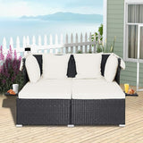 Moccha Outdoor Daybed with Retractable Canopy, Wicker Cabana with 2 Side Tables & Soft Cushions - Photo 3