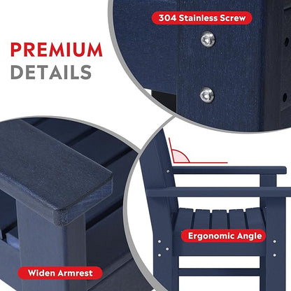 Costaelm Outdoor Dining Chairs with Arms Set of 2, Patio HDPE Garden Dining Table Chair, Poly Lumber Waterproof Restaurant Bistro Farmhouse Chairs for Outside Porch Backyard, Navy Blue