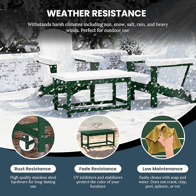 WO WESTIN OUTDOOR HDPE Laguna Outdoor Poly Adirondack Coffee Table, Dark Green