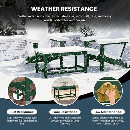 WO WESTIN OUTDOOR HDPE Laguna Outdoor Poly Adirondack Coffee Table, Dark Green