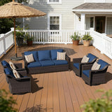 5 Pieces Patio Conversation Furniture Set - 1 Sofa, 4 Swivel Chairs - Photo 2