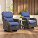 Rilyson Wicker Rocking Chair Swivel Chairs - 3 Piece Rocker Patio Furniture Set Rattan Rocking Bistro Sets with Glass - Photo 1
