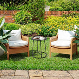 Outdoor Side Table with Flower Cut Outs 14" Weather Resistant Metal Patio Side Tables Small Plant Stand Round Outdoor - Photo 2