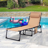 Folding Chaise Lounge Chair Bed Set of 2 - Heavy-Duty 400lb Capacity Portable Adjustable Recliner w/Pillow for Patio - Photo 2