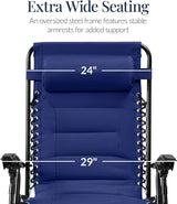 Best Choice Products Oversized Padded Zero Gravity Chair, Folding Outdoor Patio Recliner - Photo 3