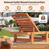 COSTWAY Solid Wood Chaise Lounge, Outdoor Lounge Chair with 5-Position Adjustable Backrest - Photo 7